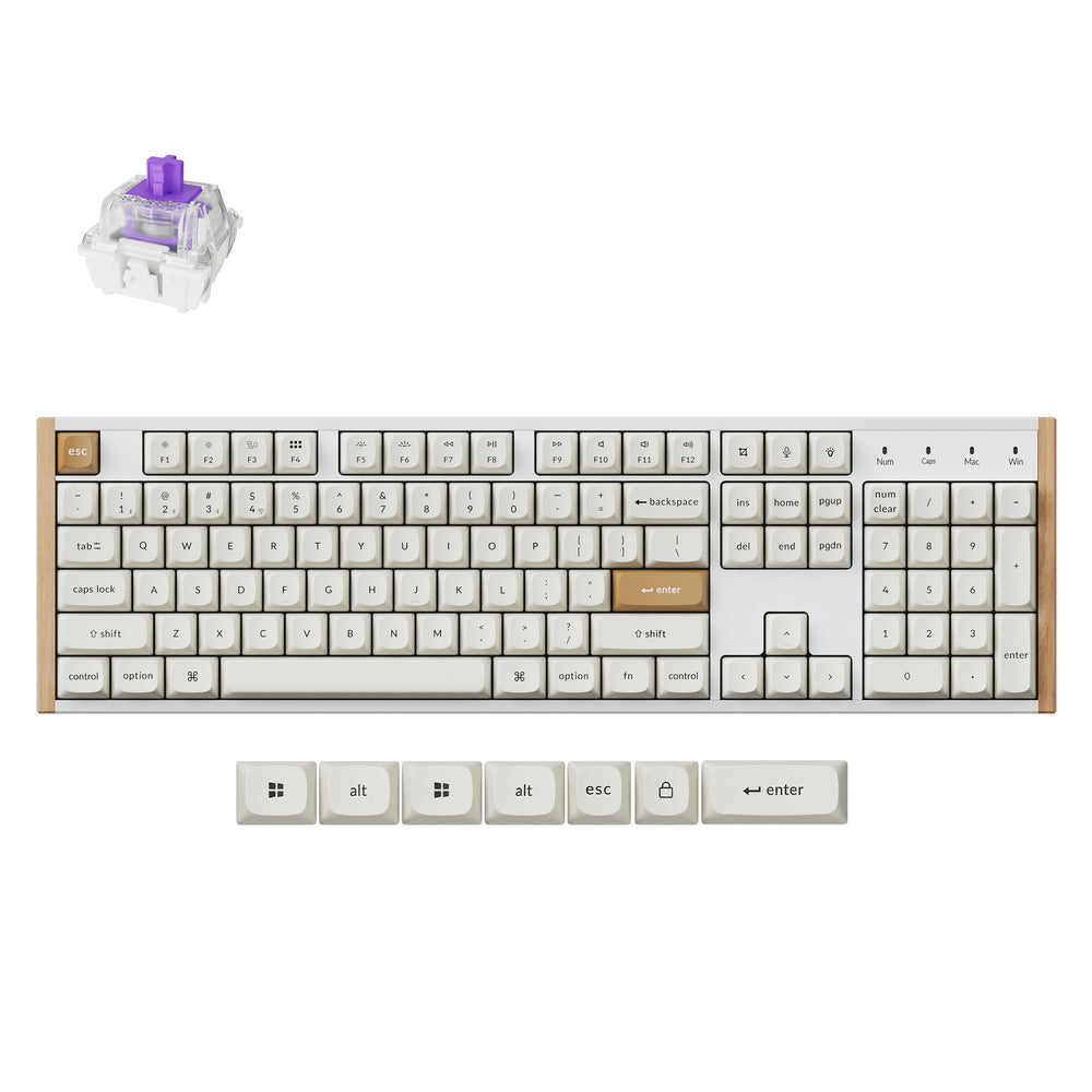 Keychron K10 HE (K10H-Q1) QMK 三模 無線磁軸鍵盤(特別版-木側飾白鋁框)
