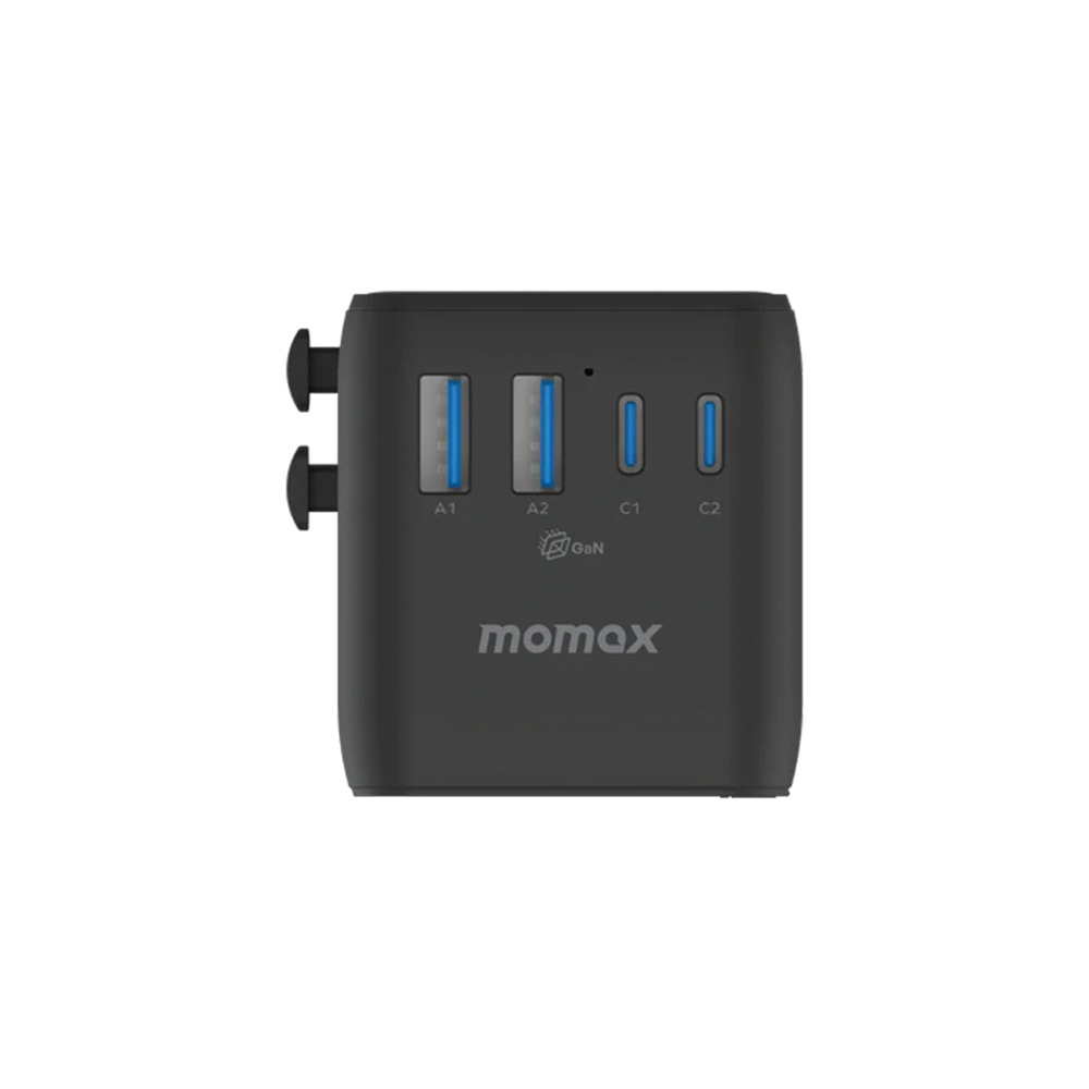 MOMAX 1-World2 100W 4-插口雙AC旅行充電插座(UA23)(黑色)