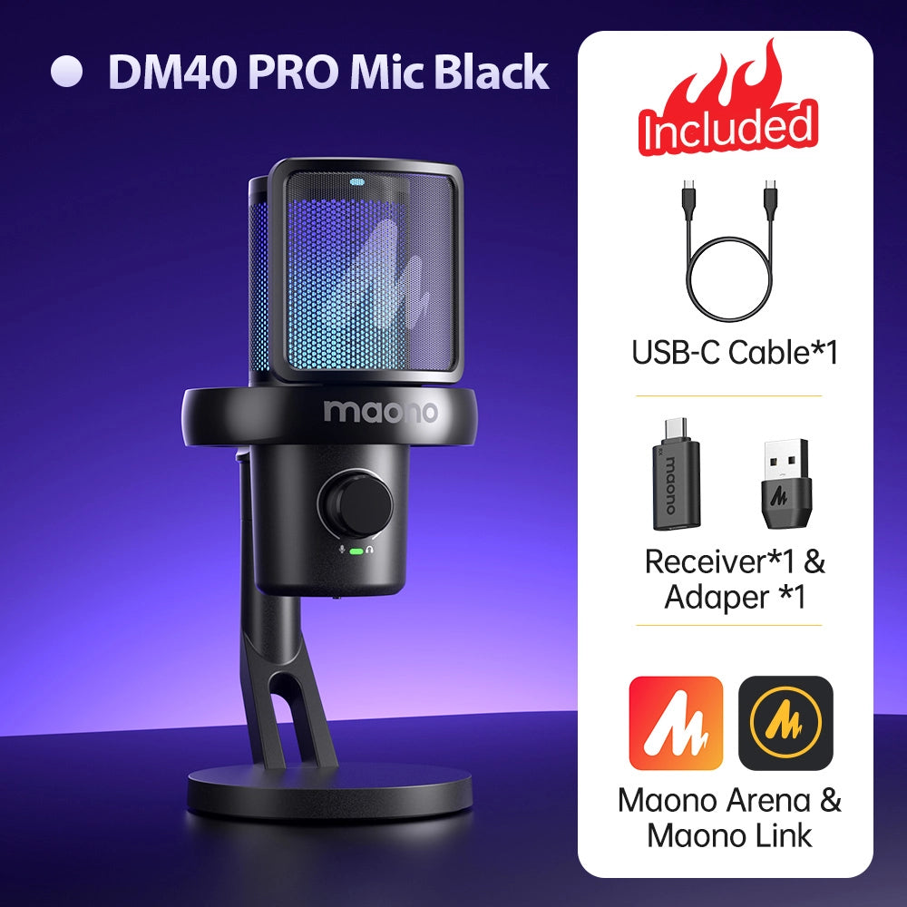 Maono DM40 Pro 降噪電容式無線麥克風(黑色)