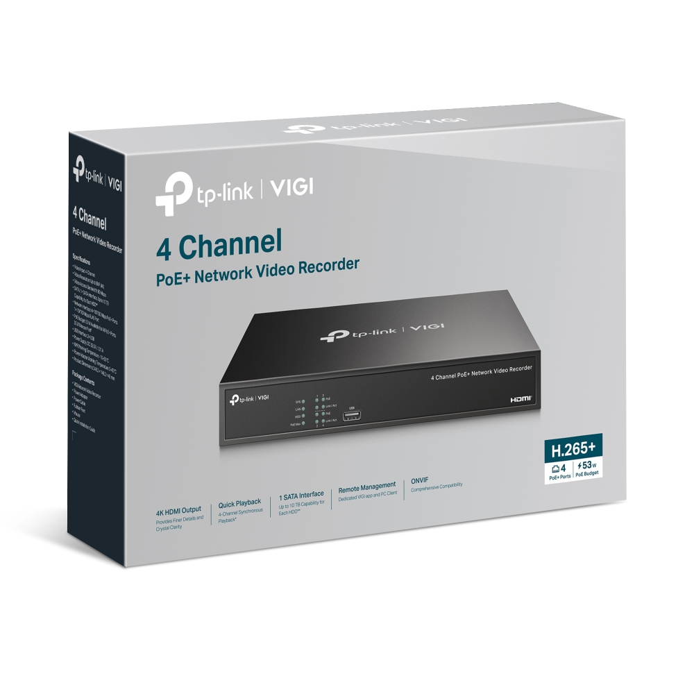 TP-Link VIGI NVR1004H-4P 4 Channel 路網路監控主機