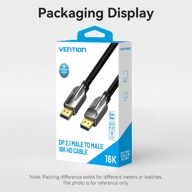 Vention Displayport 2.1 16K@30Hz/10K@60Hz/4K@240Hz 尼龍編織影像線(1m)