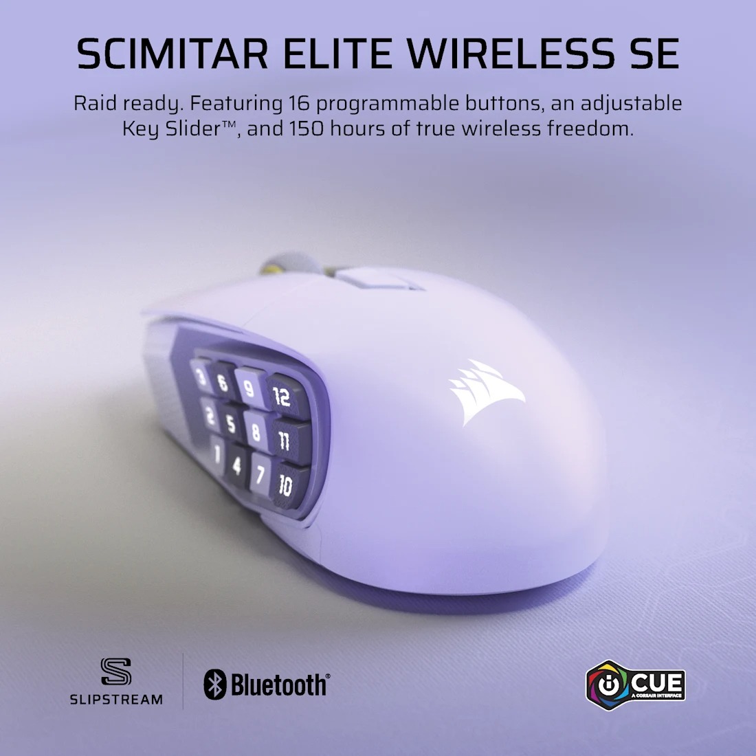 Corsair Scimitar Elite SE Wireless MMO 無線遊戲滑鼠(白色)