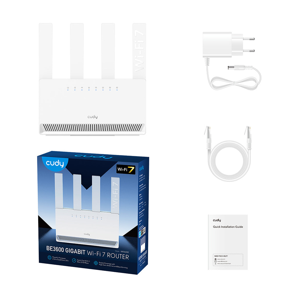 Cudy WR3600E BE3600 Gigabit Wi-Fi 7 雙頻路由器