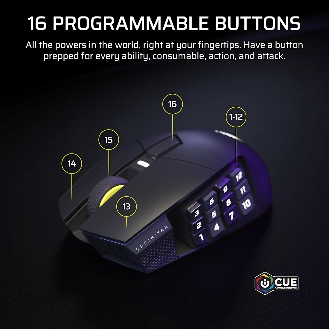 Corsair Scimitar Elite SE Wireless MMO 無線遊戲滑鼠(槍灰色)