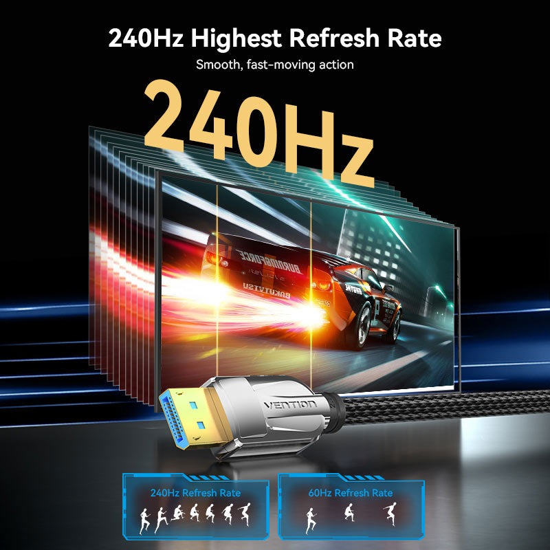Vention Displayport 2.1 16K@30Hz/10K@60Hz/4K@240Hz 尼龍編織影像線(1.5m)