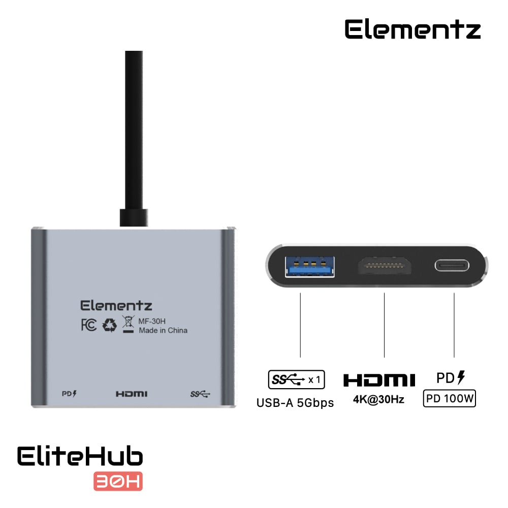 Elementz EliteHub 30H 3 in 1 USB-C Hub 擴展塢