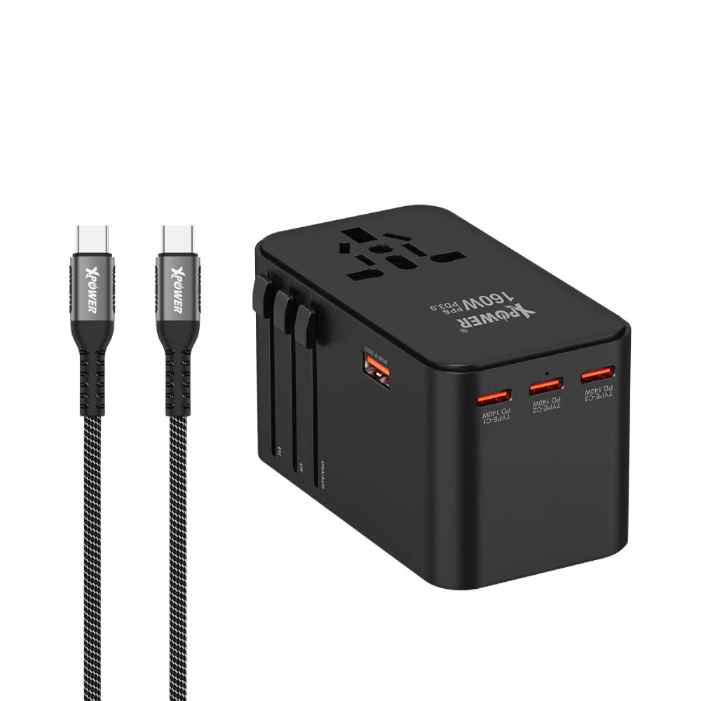 XPower TA160 160W 5輸出 PD 3.1/PPS GaN旅行充電器(Black)