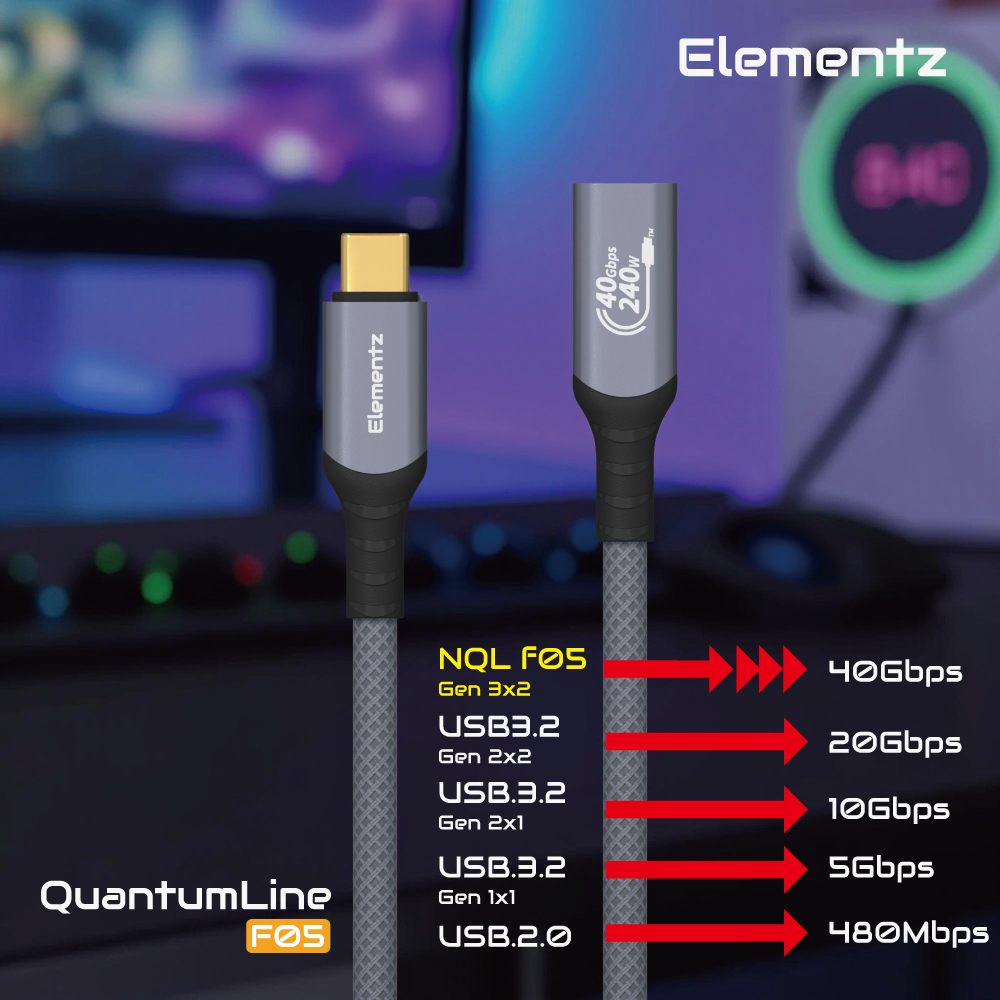 Elementz USB4 USB C To CF 延長線(NQL-F05)(50cm)