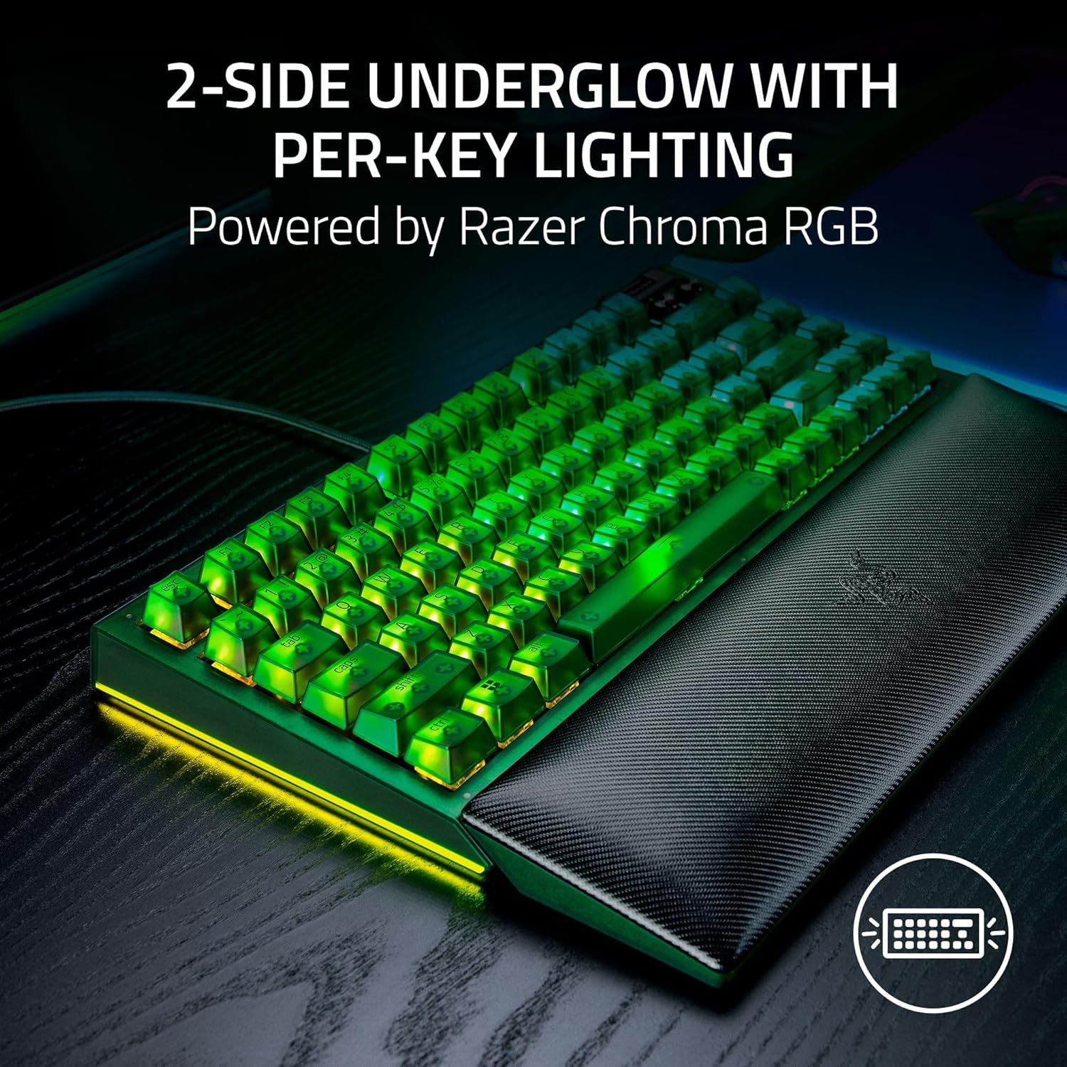 Razer BlackWidow V4 75% Hot-Swappable Phantom Green Edition 可換軸 機械式電競鍵盤(觸感橙軸-Phantom Green Edition-英文版)