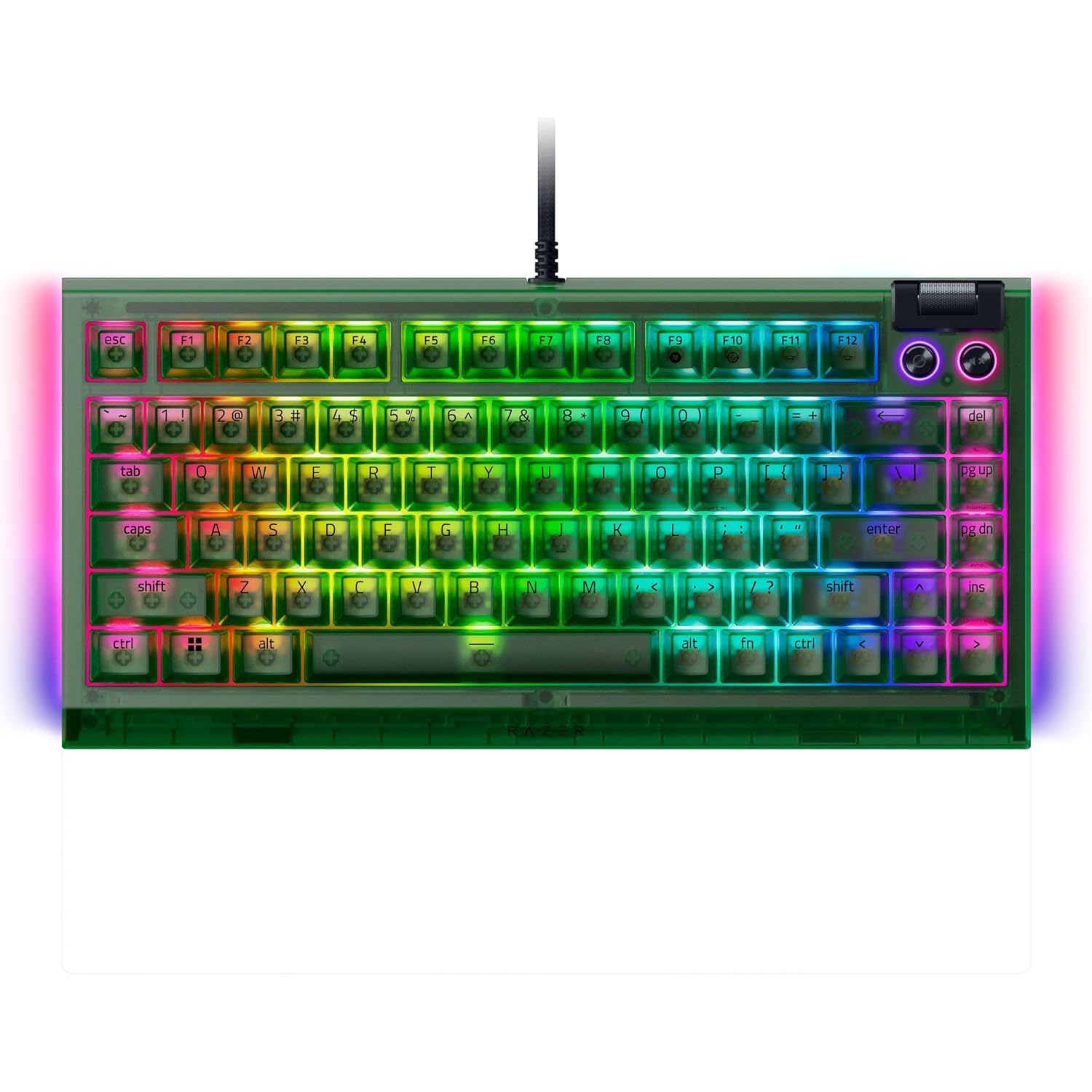 Razer BlackWidow V4 75% Hot-Swappable Phantom Green Edition 可換軸 機械式電競鍵盤(觸感橙軸-Phantom Green Edition-英文版)