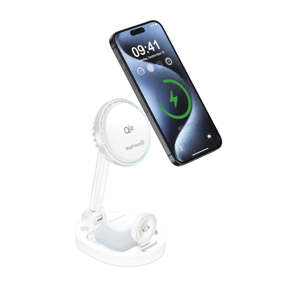 XPower MAGCHILL 3in1 Qi2 15W 半導體制冷 MagCharge  冰冷磁吸無線充電座(White)