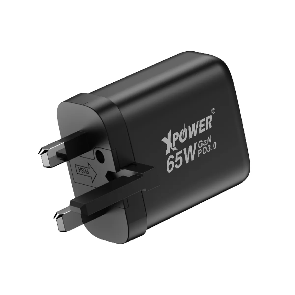 XPower GW65C 65W可摺疊伸縮腳3輸出 PD3.0/PPS/QC 迷你快充插牆GaN充電器(Black)