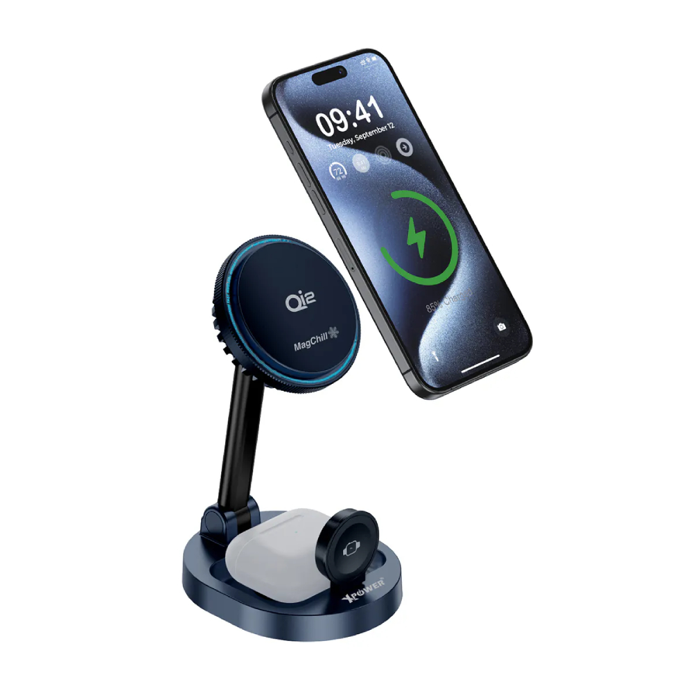 XPower MAGCHILL 3in1 Qi2 15W 半導體制冷 MagCharge  冰冷磁吸無線充電座(Black)