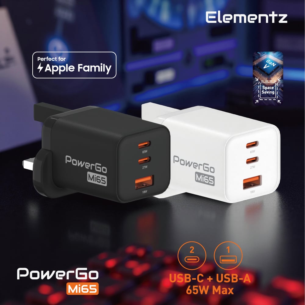 Elementz PowerGo Mi65 2C1A GaN 迷你充電器(白色)