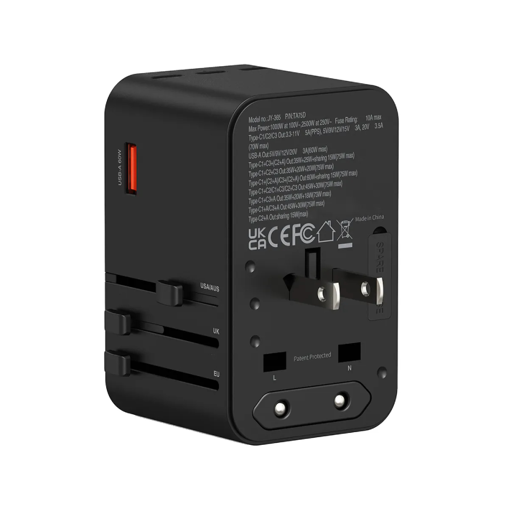 XPower TA75D 75W 5輸出PD 3.0/PPS GAN旅行充電器(Black)