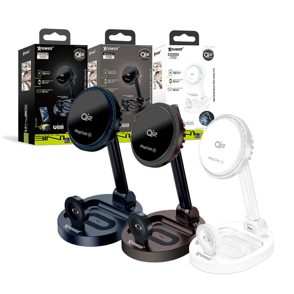 XPower MAGCHILL 3in1 Qi2 15W 半導體制冷 MagCharge  冰冷磁吸無線充電座(White)