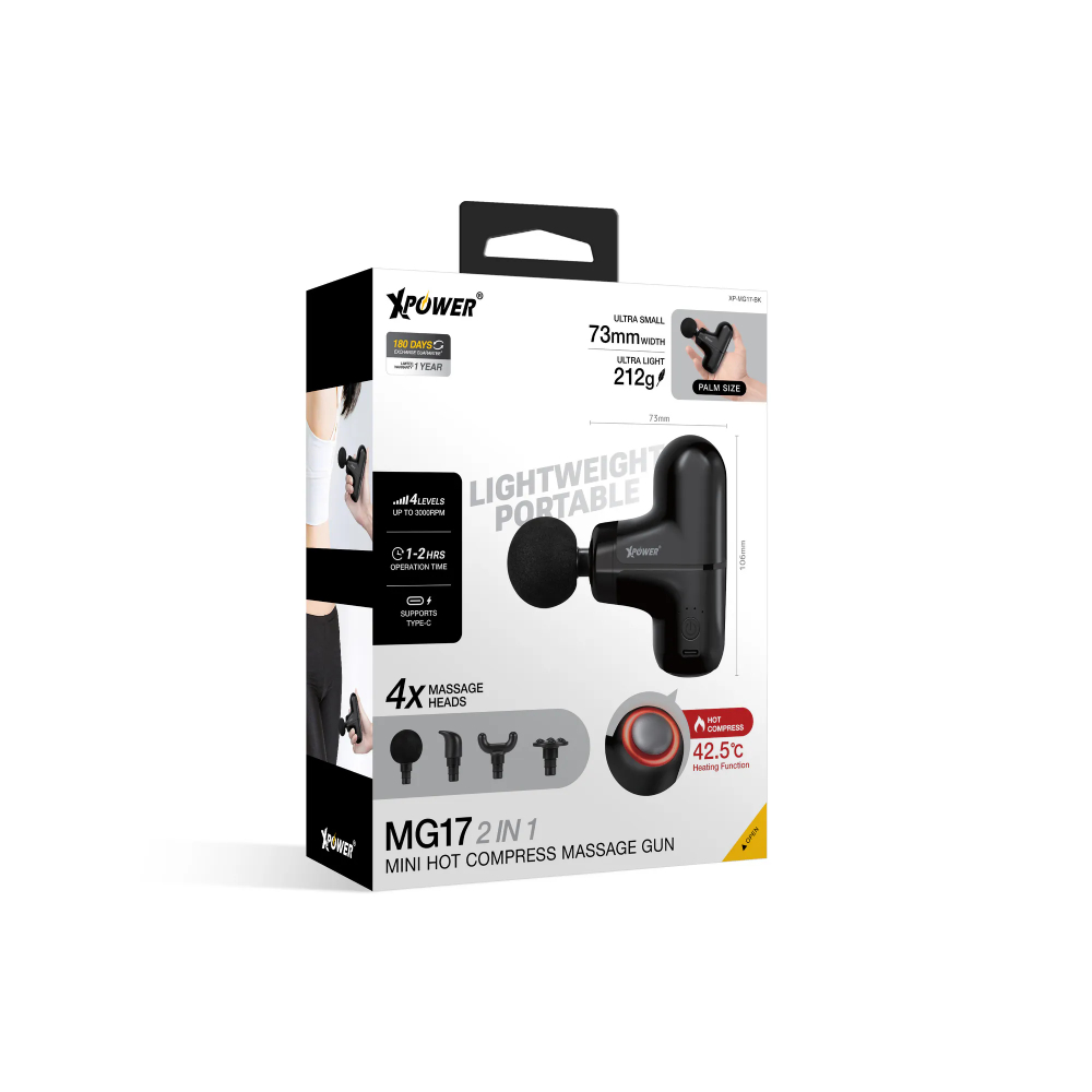 XPower MG17 全球最細2合1超迷你熱敷按摩槍(Black)