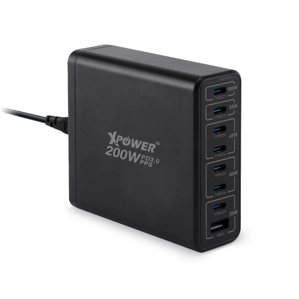 XPower GX200B 200W 8輸出PD3.0/PPS桌上型GaN充電器(Black)