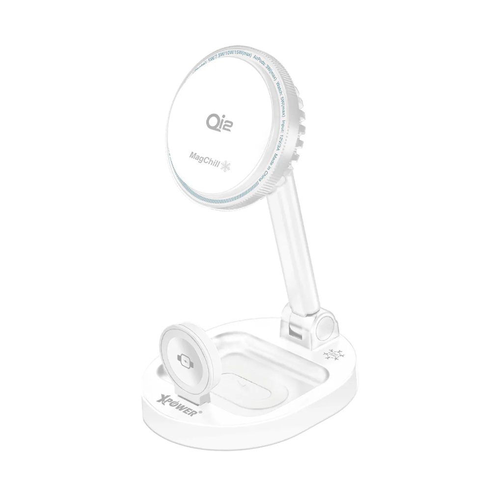 XPower MAGCHILL 3in1 Qi2 15W 半導體制冷 MagCharge  冰冷磁吸無線充電座(White)