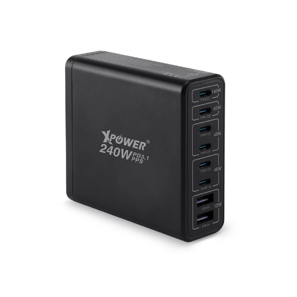 XPower PC240GaN 240W 8輸出 PD3.1/PPS 桌上型GaN充電器(Black)