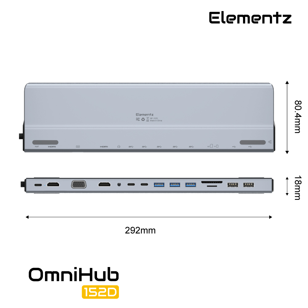 Elementz OmniHub 152D 15 in 1 Type-C Hub 擴展塢