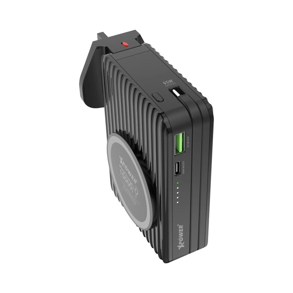 XPower CPD15 3合1 15000mAh PD 65W MagSafe無線充+外置電+旅行充電轉插(Black)