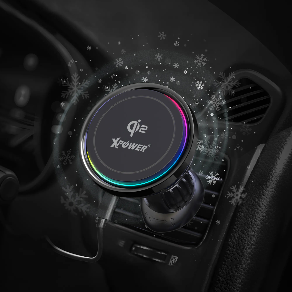 XPower MAGINCAR Qi2 15W 半導體制冷 MagCharge冰冷磁吸無線充電車支架(Black)
