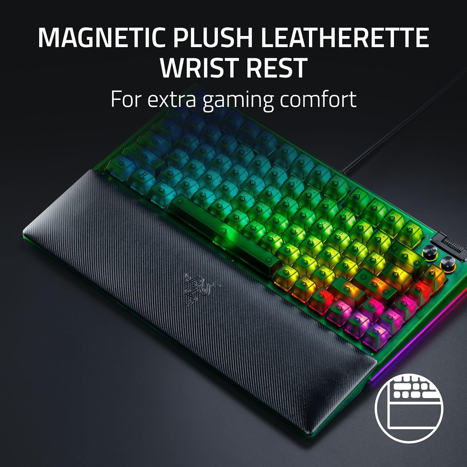 Razer BlackWidow V4 75% Hot-Swappable Phantom Green Edition 可換軸 機械式電競鍵盤(觸感橙軸-Phantom Green Edition-英文版)