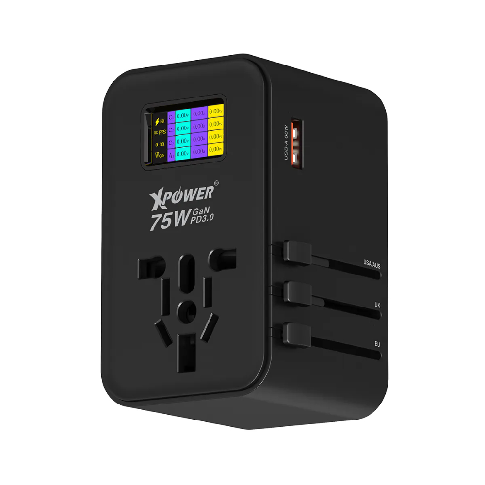 XPower TA75D 75W 5輸出PD 3.0/PPS GAN旅行充電器(Black)