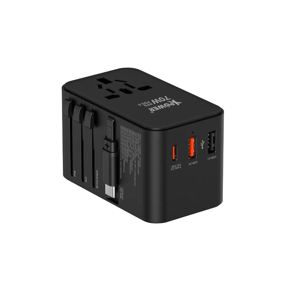 XPower TA70C 內置線 70W PD+PPS GaN旅行充電器(Black)