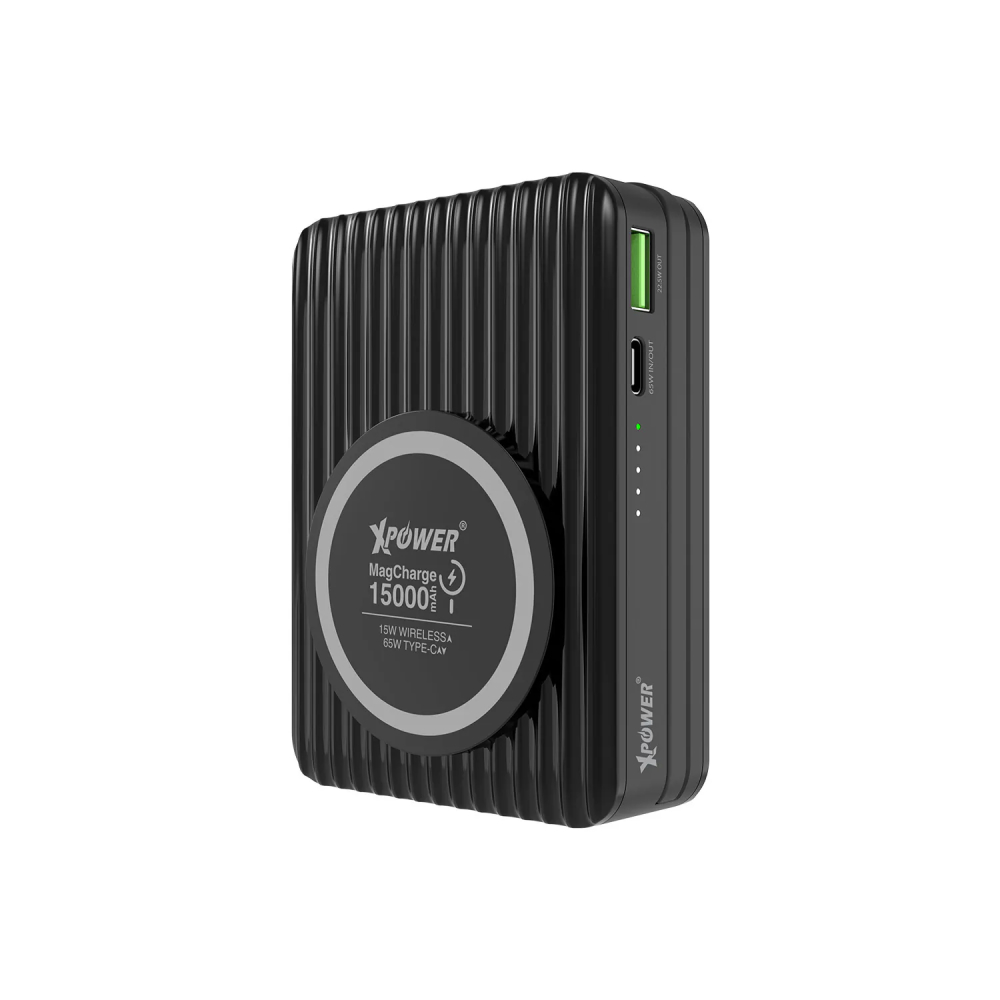 XPower CPD15 3合1 15000mAh PD 65W MagSafe無線充+外置電+旅行充電轉插(Black)