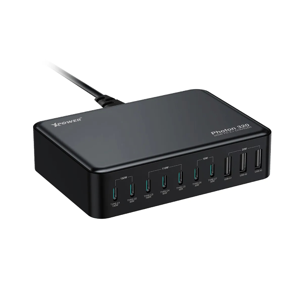 XPower PHOTON320 320W 10 合 1 PD3.1/PPS 桌上型快速充電器(Black)