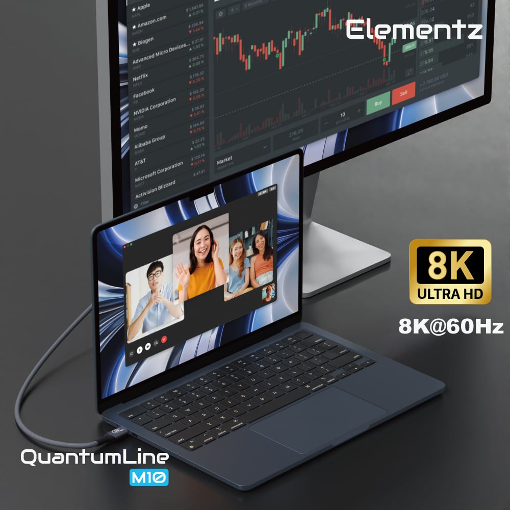 Elementz USB4 USB C To C 240W/8K@60Hz/40Gbps 高速傳輸充電線(NQL-M10)(100cm)