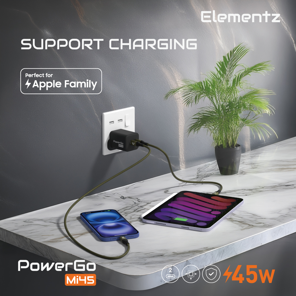 Elementz PowerGo Mi45 2C GaN 迷你充電器(白色)