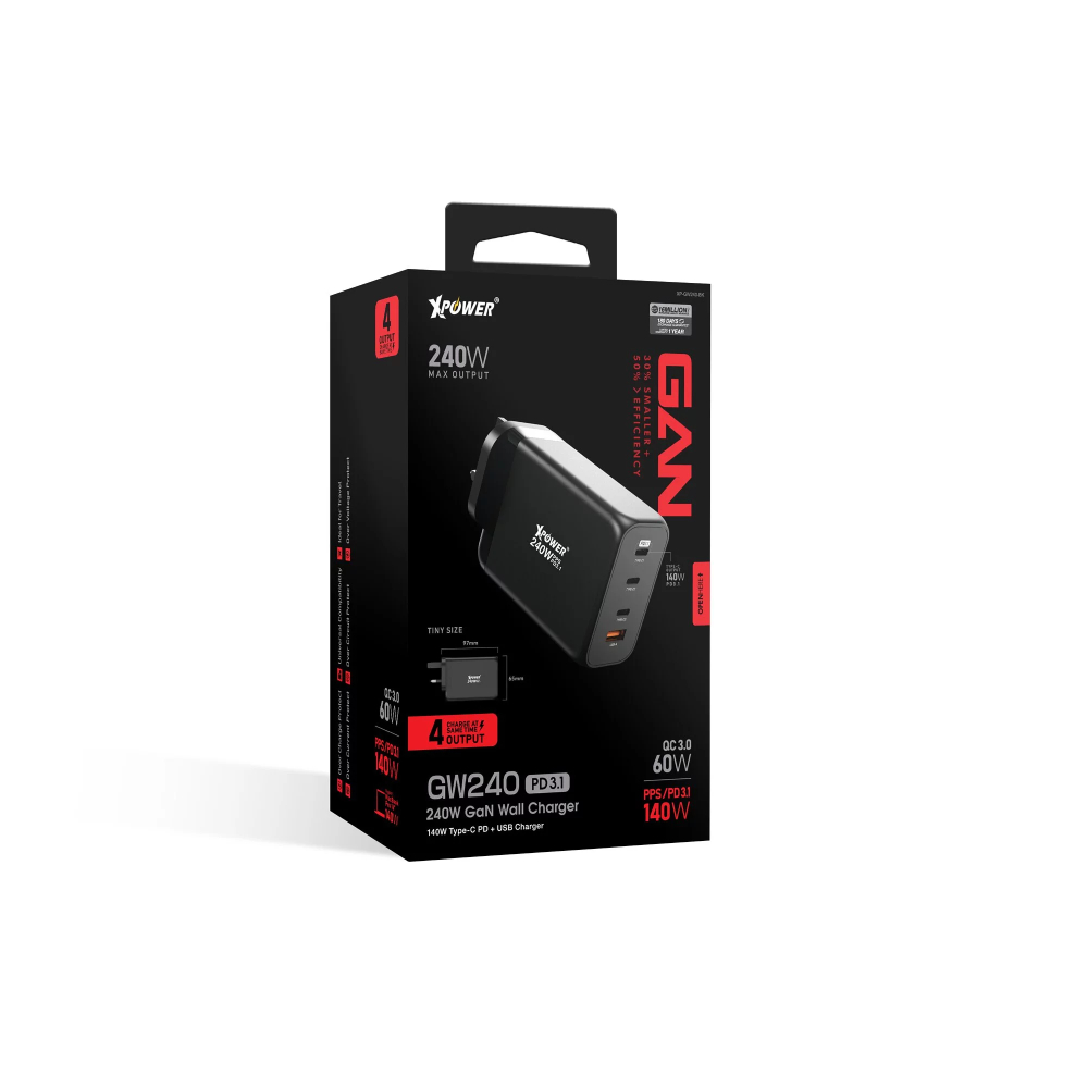 XPower GW240 240W PD 3.1 Gan 4輸出智能充電器(Black)