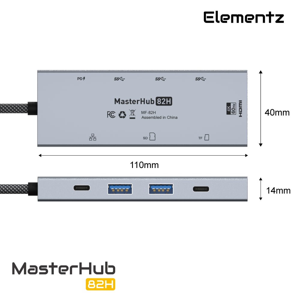 Elementz MasterHub 82H 8 in 1 Type-C Hub 擴展塢
