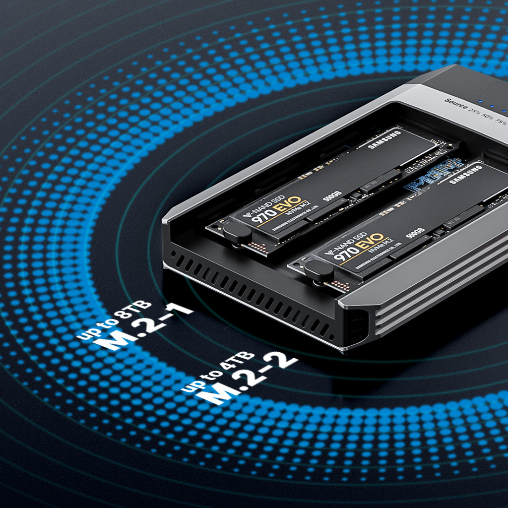 Wavlink WL-ST348 雙M.2 SSD USB-C 外置儲存盒(支援1鍵Clone)