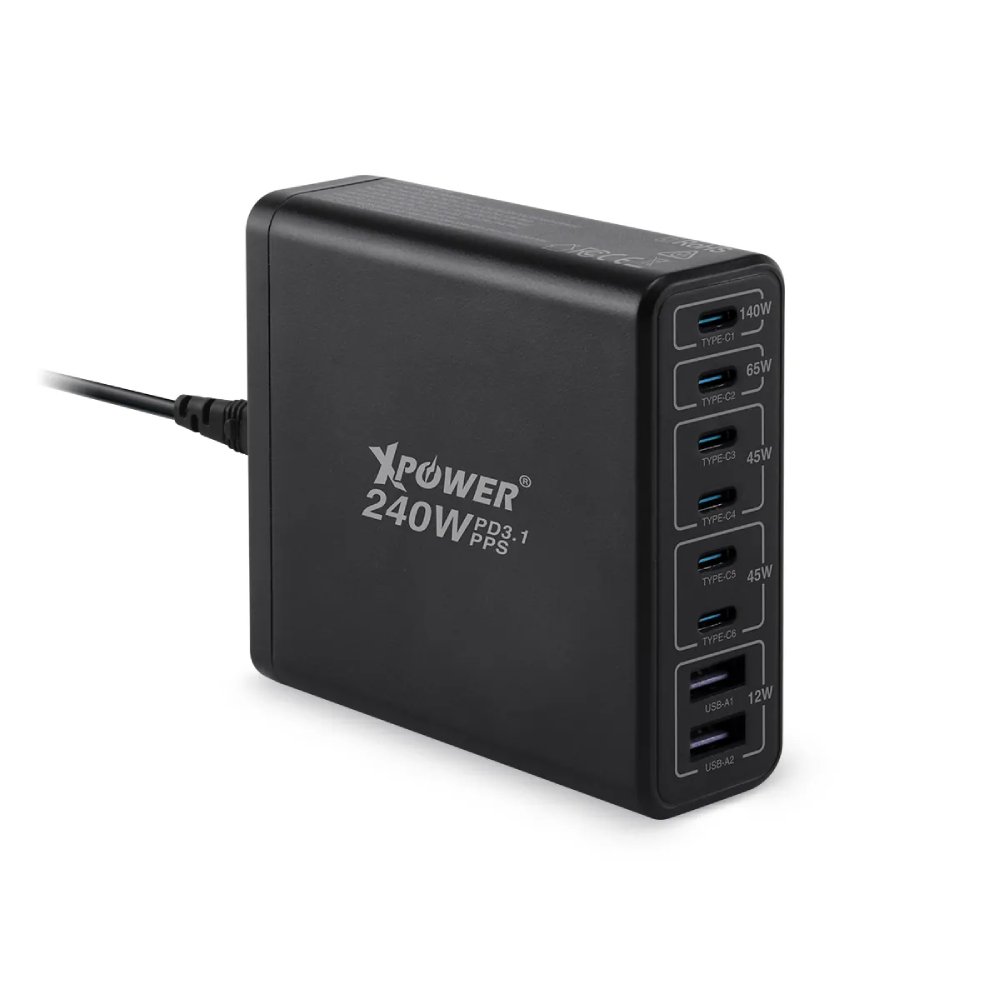 XPower PC240GaN 240W 8輸出 PD3.1/PPS 桌上型GaN充電器(Black)