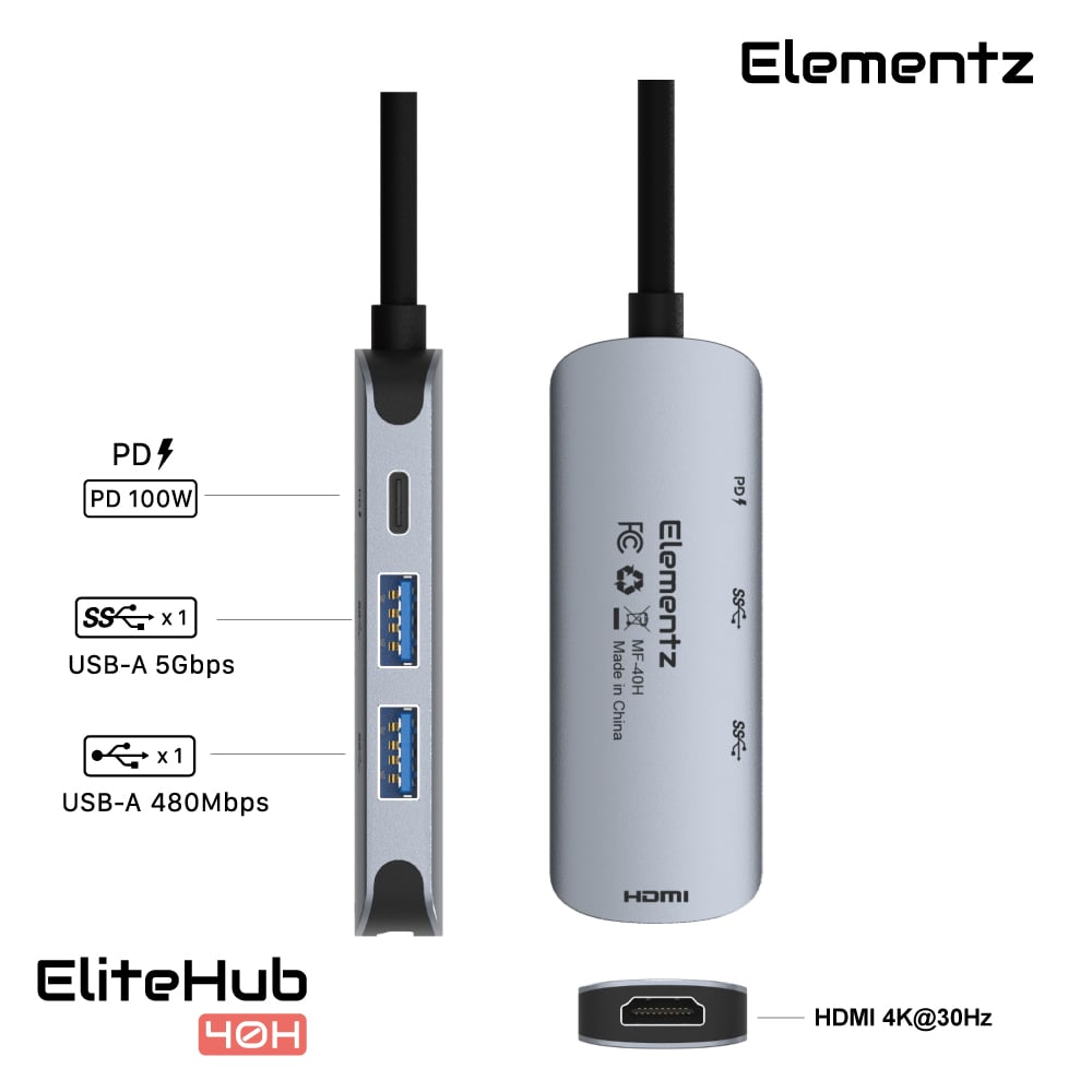 Elementz EliteHub 40H 4 in 1 USB-C Hub 擴展塢