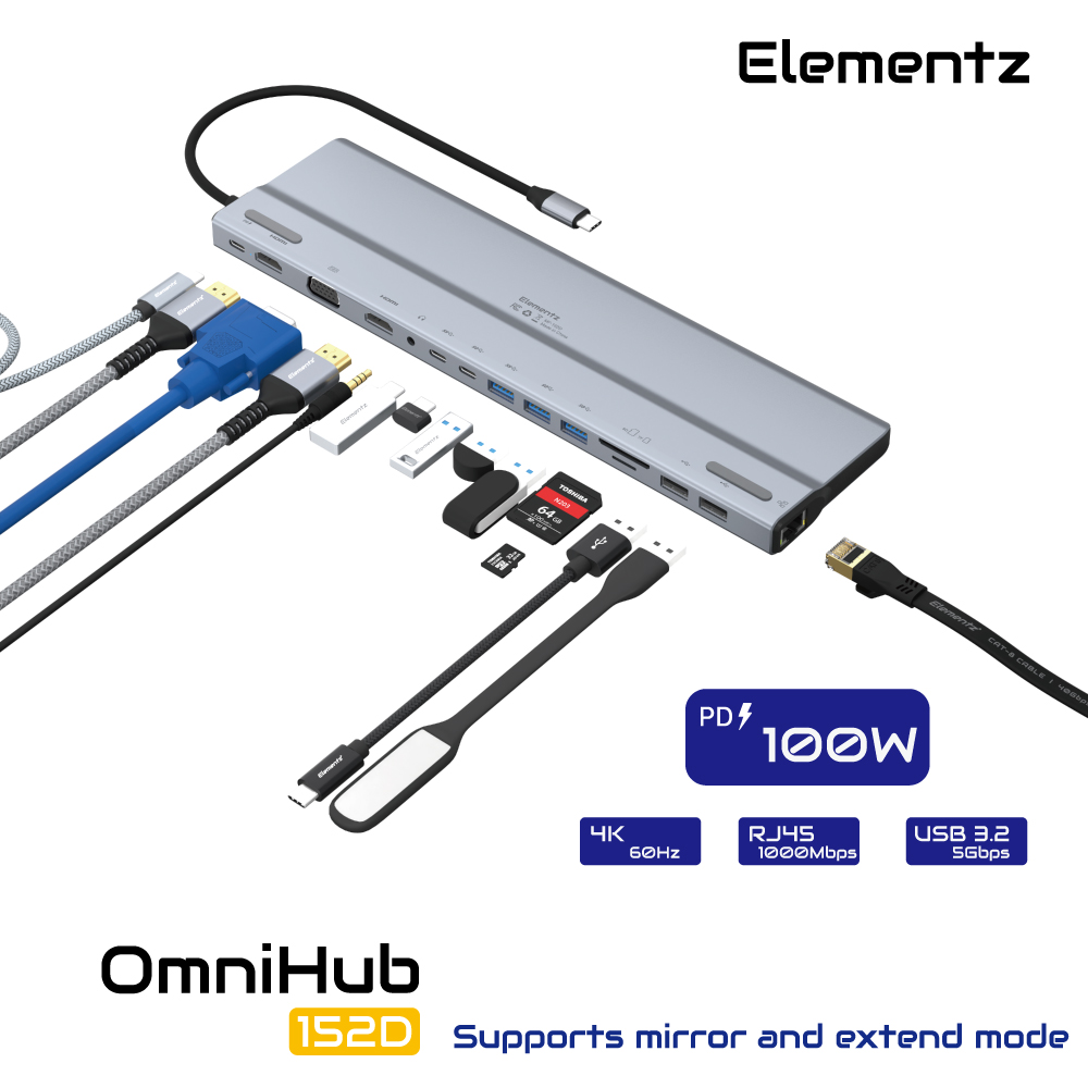 Elementz OmniHub 152D 15 in 1 Type-C Hub 擴展塢