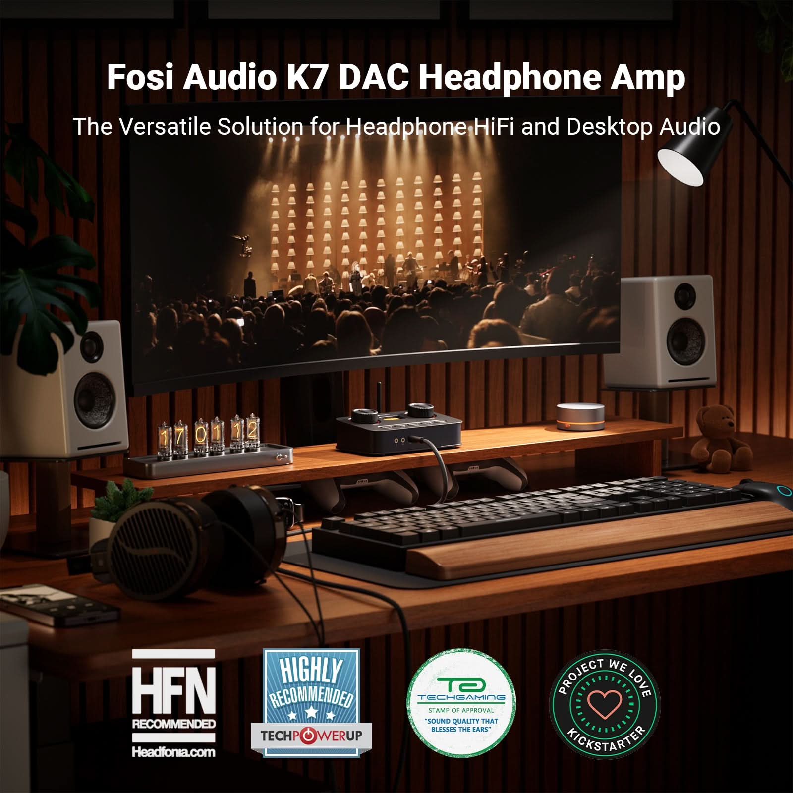 Fosi Audio K7 DAC 平衡遊戲解碼耳擴(黑色)