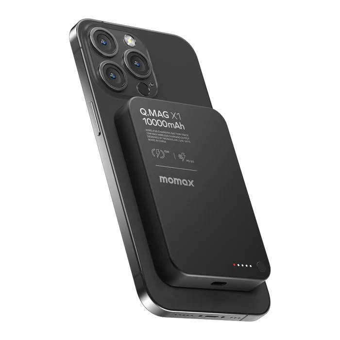 MOMAX Q.Mag X1 超薄磁吸流動電源 10000mAh - 第二代(CCC 認證)(IP117A)(黑色)