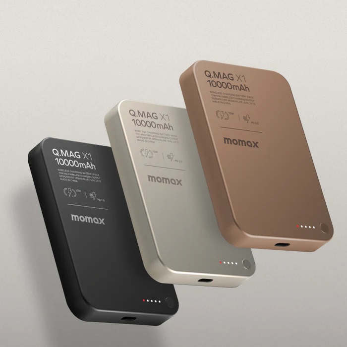 MOMAX Q.Mag X1 超薄磁吸流動電源 10000mAh - 第二代(CCC 認證)(IP117A)(黑色)