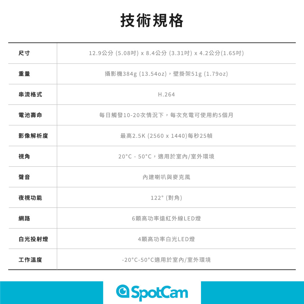 SpotCam Solo Eco 全無線太陽能防水鋰電池攝影機（戶外適用）