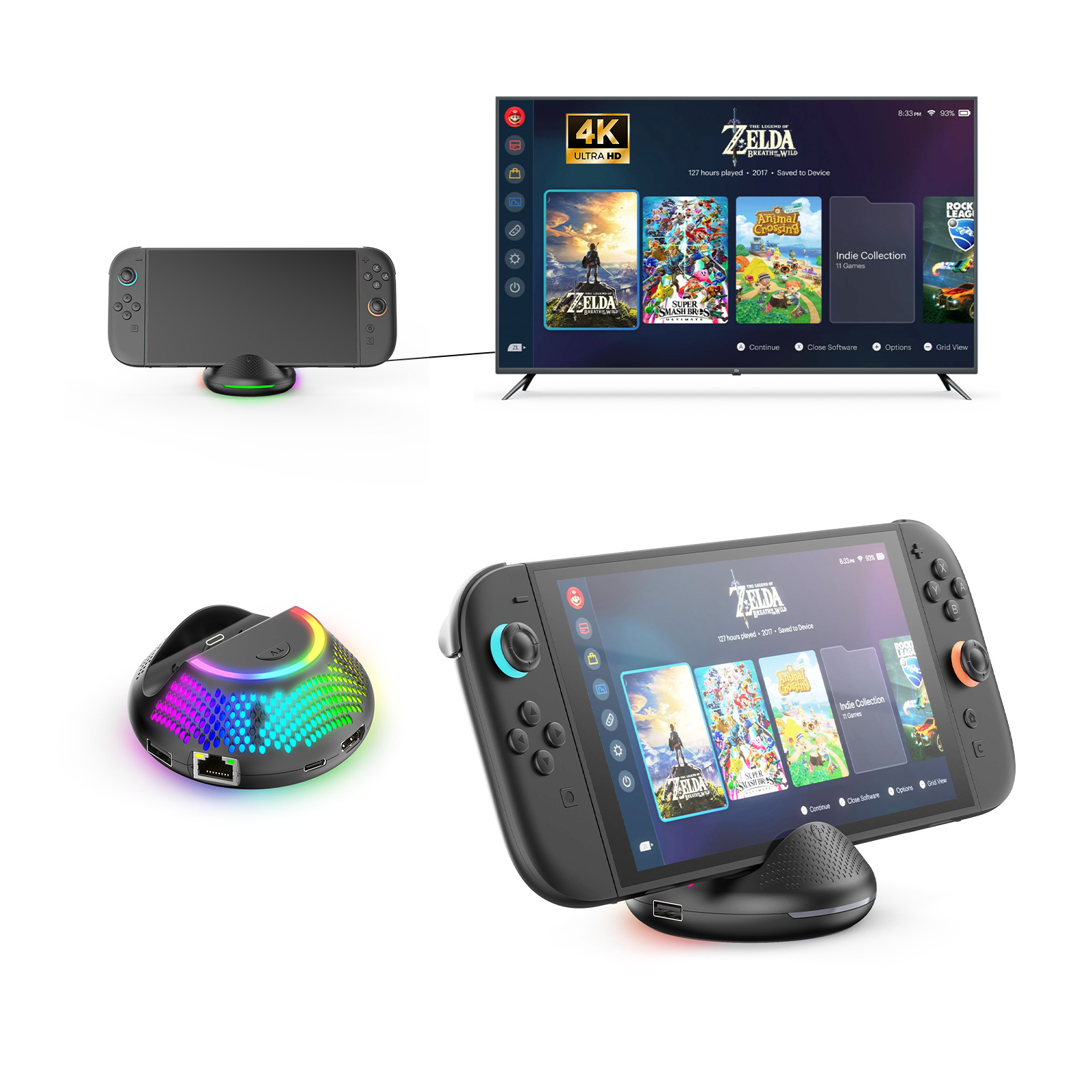 Switch 2 RGB多功能散熱底座 NS2專用 (支援4K 60Hz HDMI / Giga LAN)
