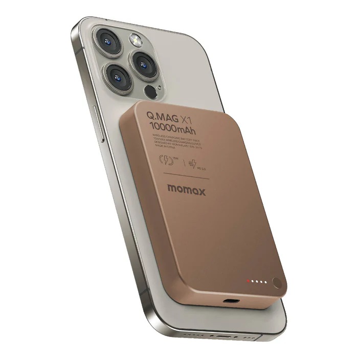MOMAX Q.Mag X1 超薄磁吸流動電源 10000mAh - 第二代(CCC 認證)(IP117A)(金色)