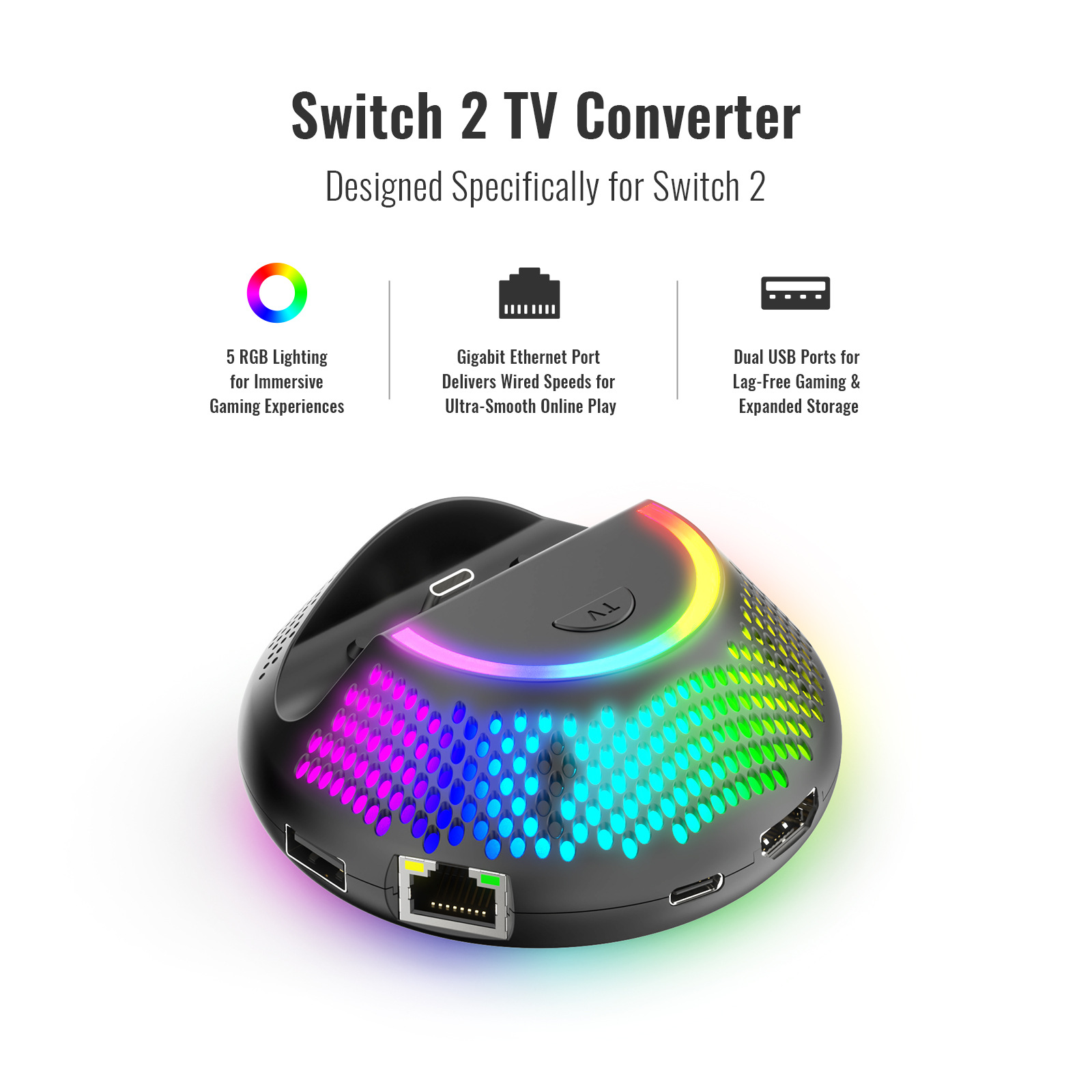 Switch 2 RGB多功能散熱底座 NS2專用 (支援4K 60Hz HDMI / Giga LAN)