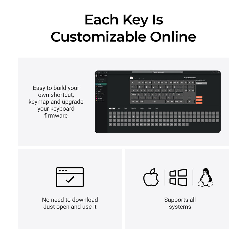 Keychron C1 Pro 8K (C1PX-M3) RGB背光 機械鍵盤(超級茶軸)