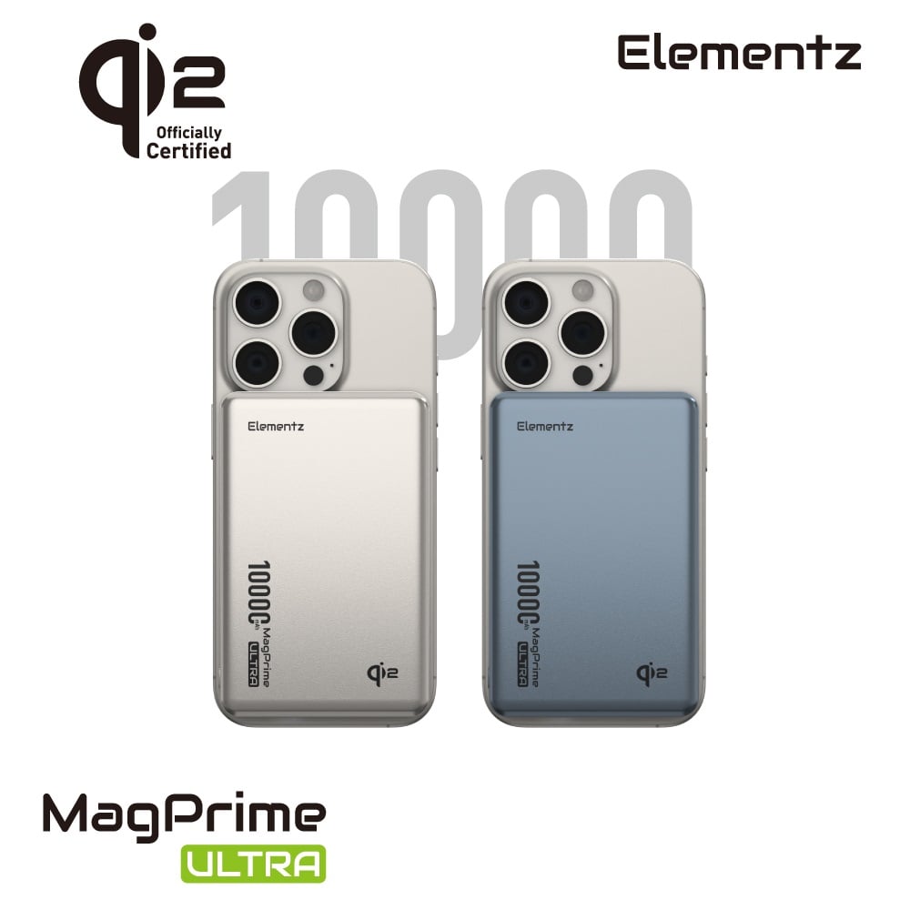 Elementz MagPrime Ultra U10-10000mAh Qi2認證磁吸無線行動電源(鈦金色)