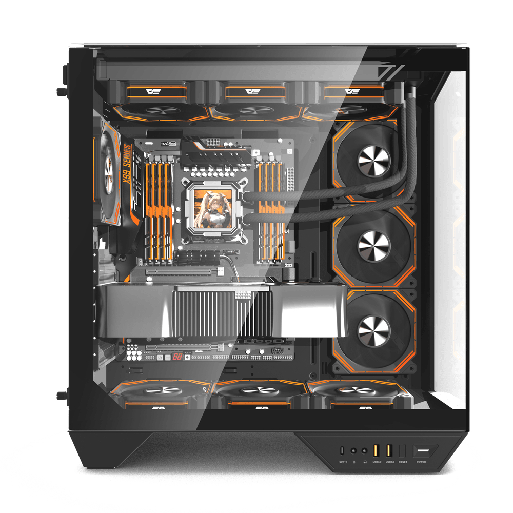 darkFlash DY470 ATX機箱 (預裝4把ARGB風扇)(黑色)